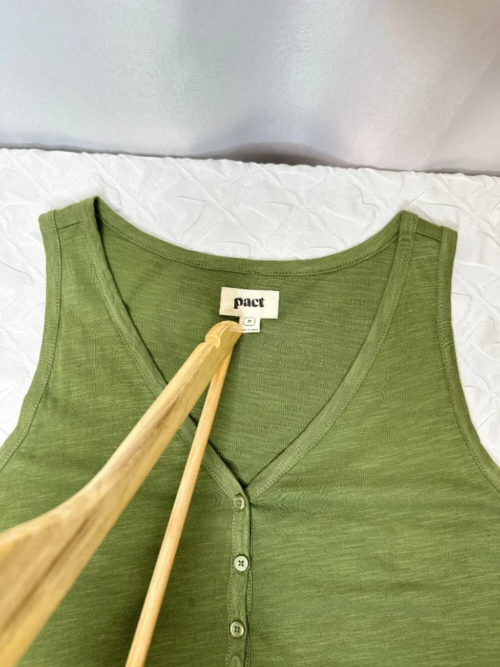 Pact Relaxed Slub Henley Tank Midi Dress, Size Medium Boho Nature Cottage Resort - Picture 6 of 8